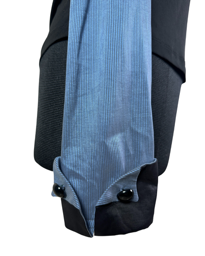 Two-Tone Structured Button-Up Blouse