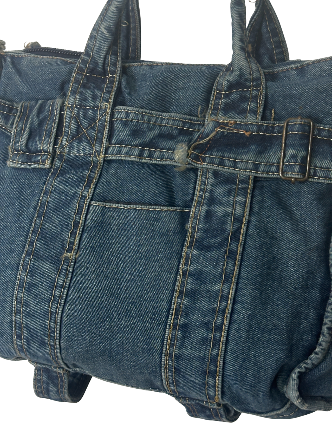 Vintage Y2K Denim Tote with Buckle Details