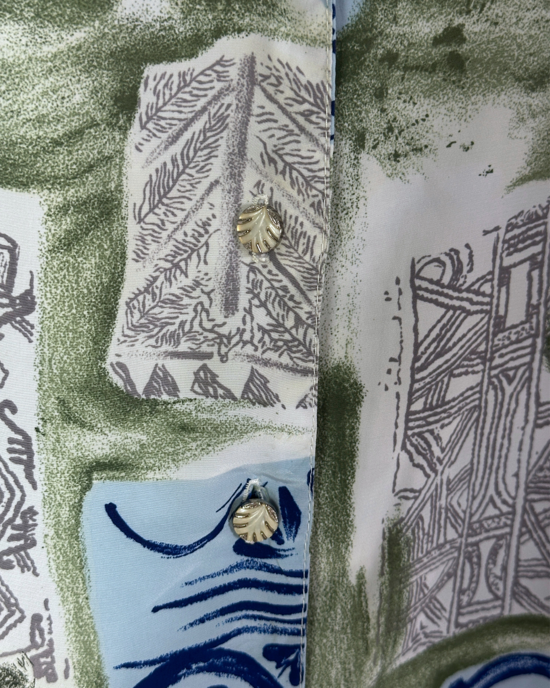Vintage 90s Abstract Geometric Leaf Print Blouse