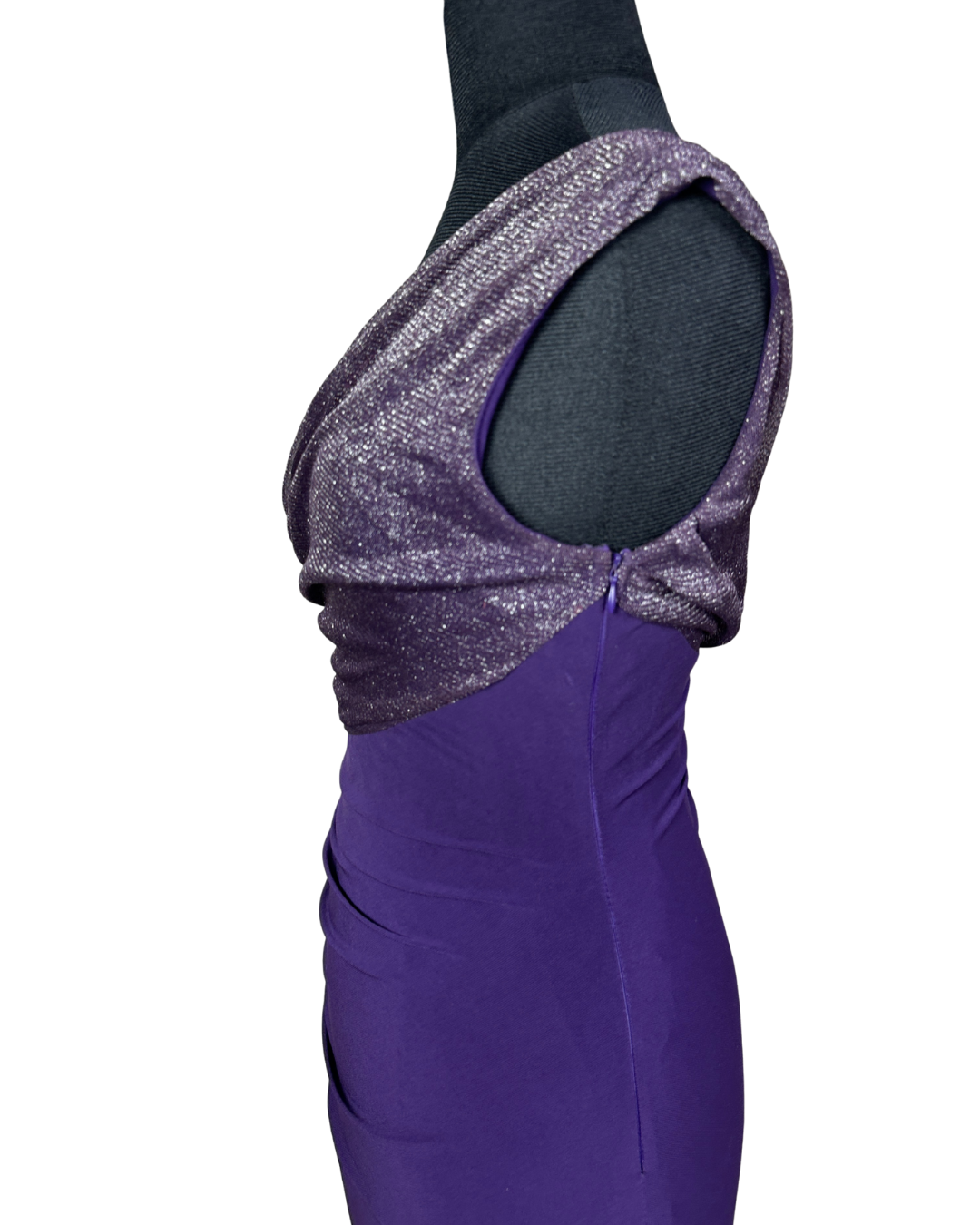 Jane Norman London One-Shoulder Ruched Dress with Metallic Drape