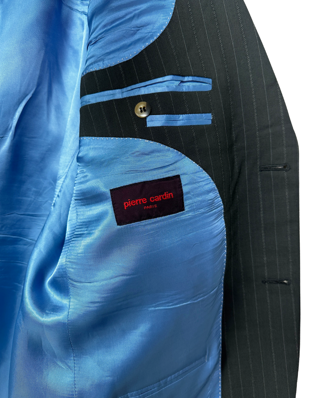 2000s Pierre Cardin Paris Pinstripe Wool Full Suit - Size 54