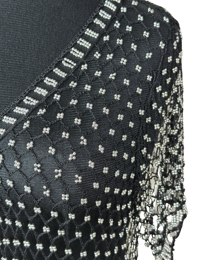 Vintage Crochet Beaded Cardigan Top