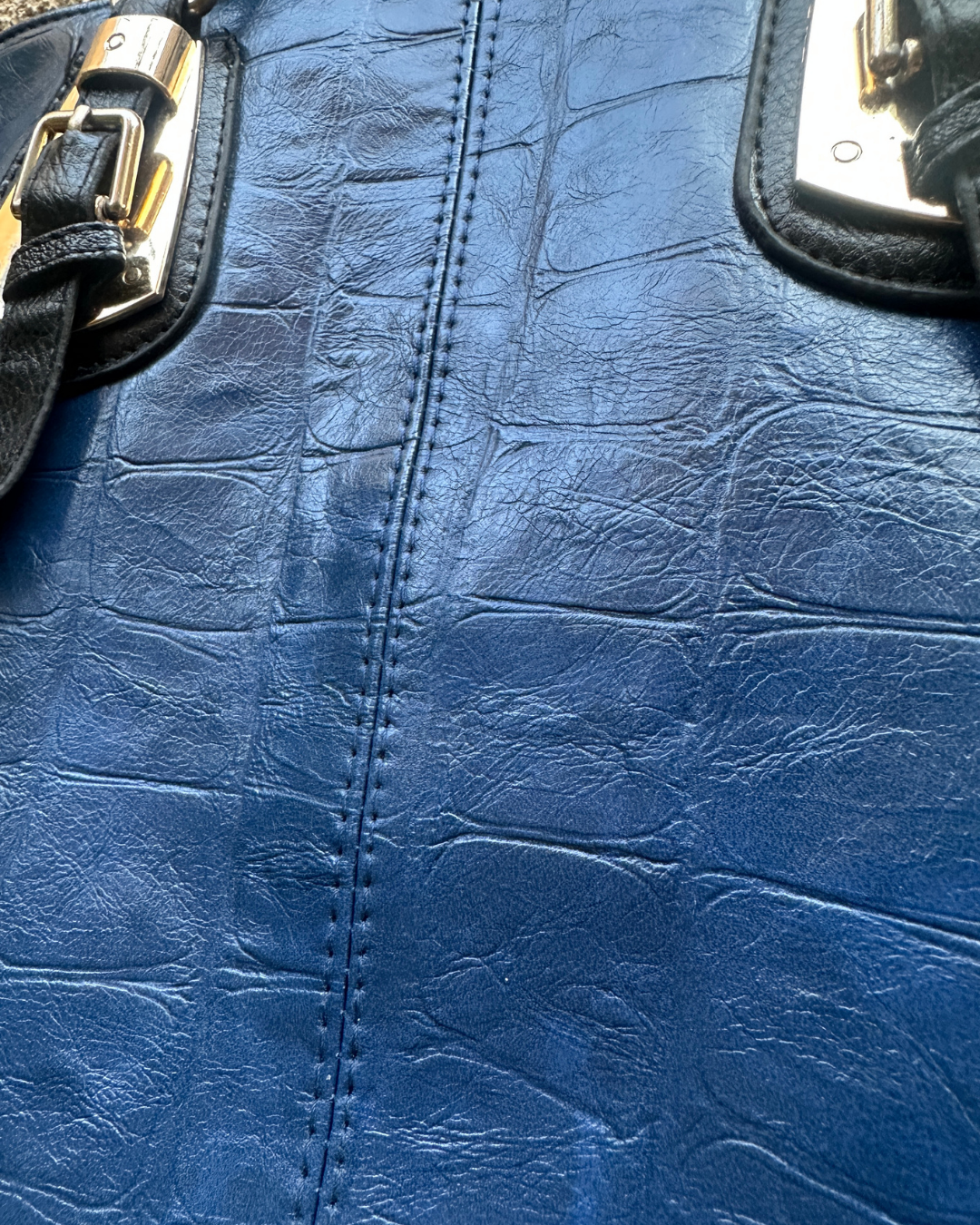 Genuine Leather Blue Tote Bag