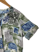 Vintage 90s Abstract Geometric Leaf Print Blouse