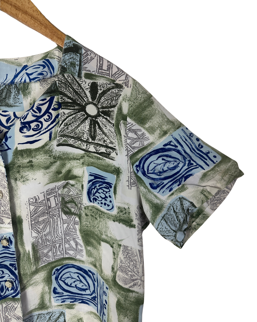 Vintage 90s Abstract Geometric Leaf Print Blouse