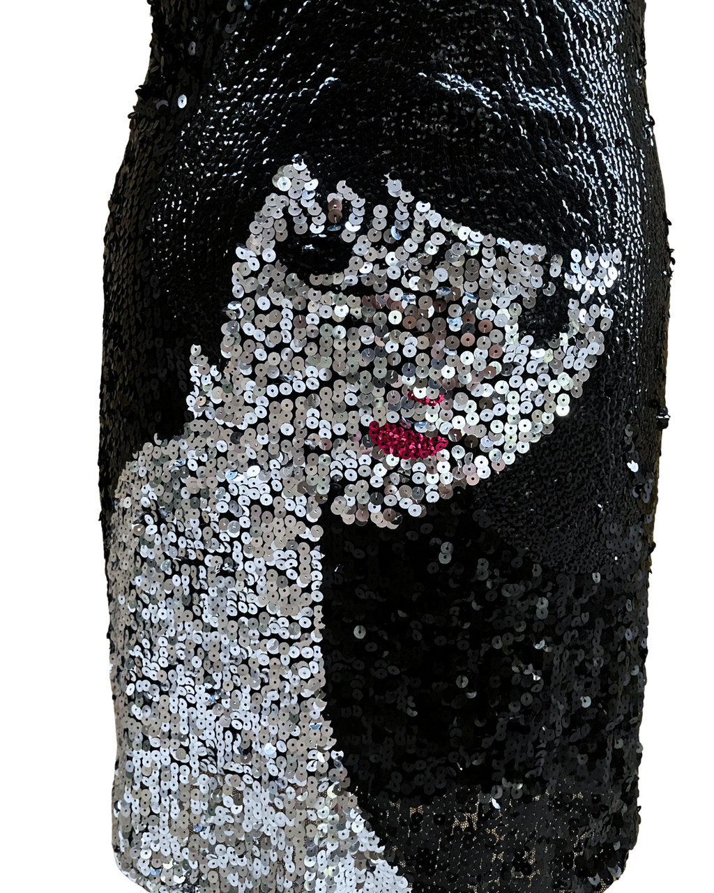 Maner Sequin Face Graphic Mini Dress