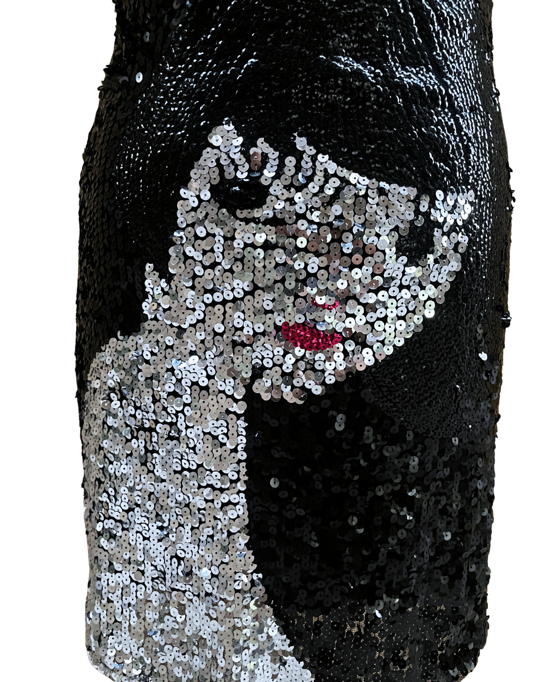 Maner Sequin Face Graphic Mini Dress