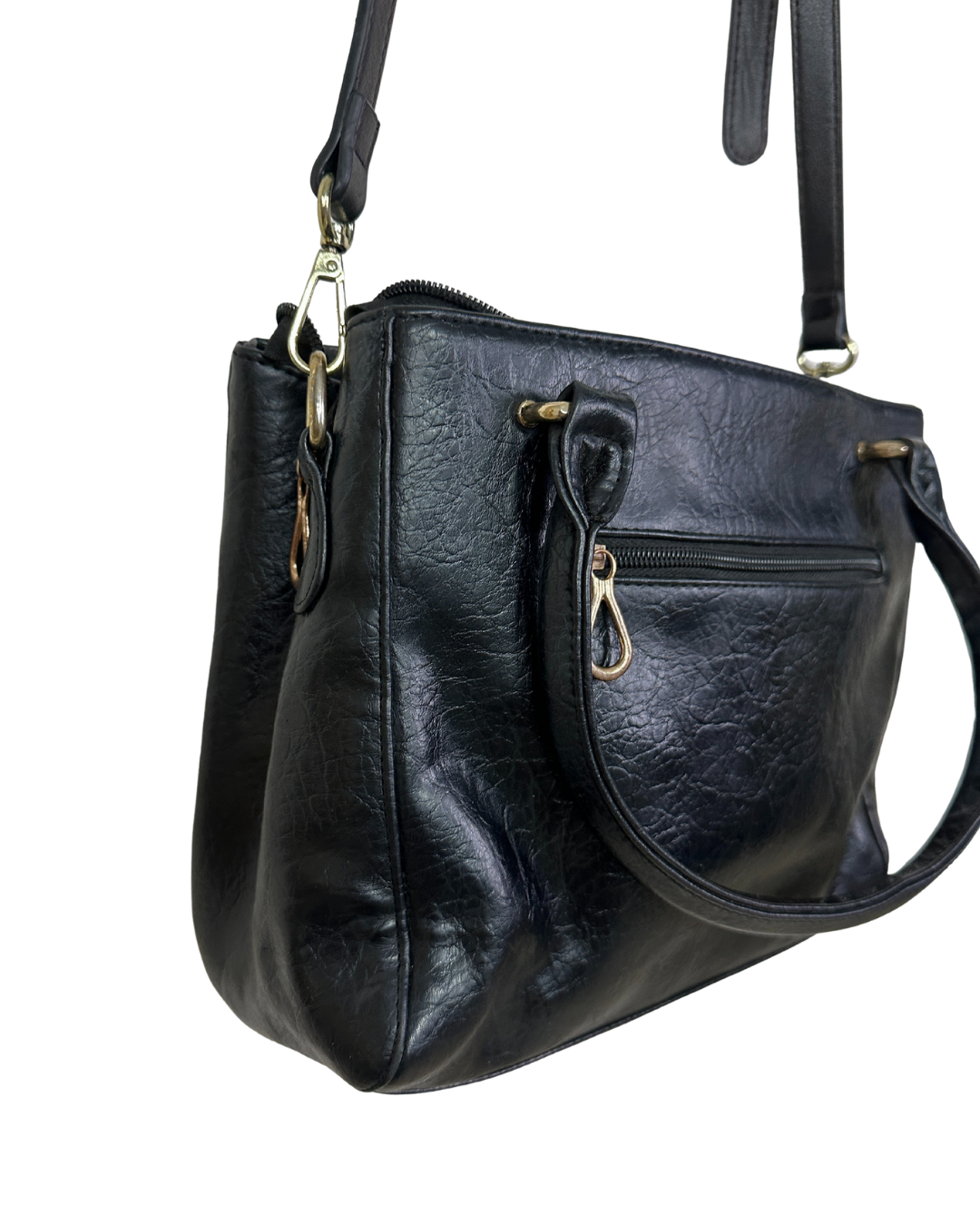 Vintage Genuine Leather Satchel with Short Handles & Long Strap