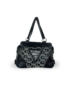 Vintage Guess Black Monogram & Snake Embossed Shoulder Bag