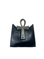 Egyptian Black Leather Ankh Statement Bag