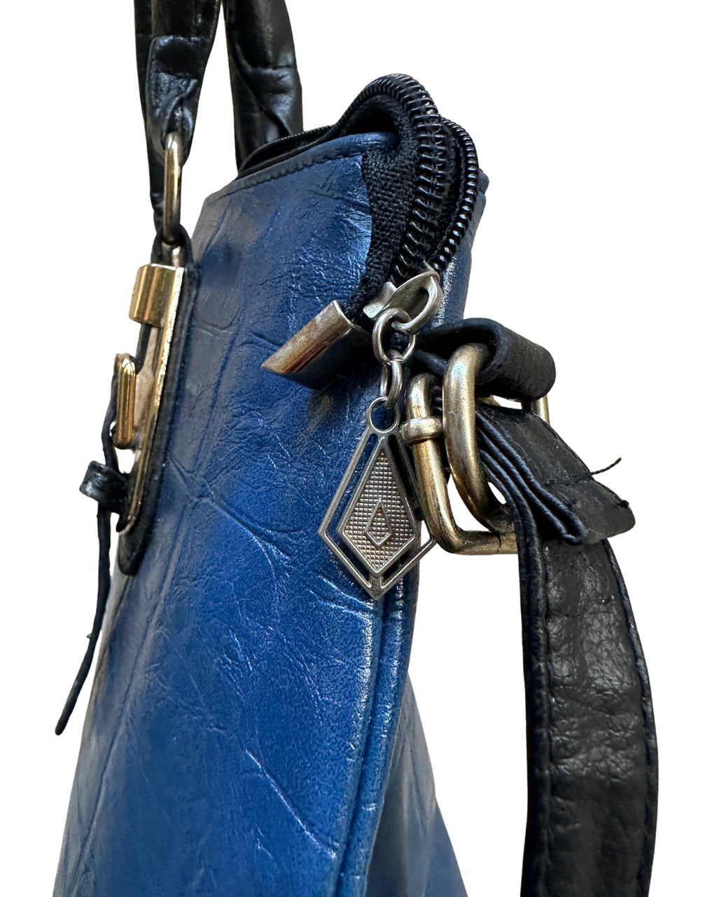 Genuine Leather Blue Tote Bag
