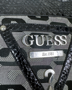 Vintage Guess Black Monogram & Snake Embossed Shoulder Bag