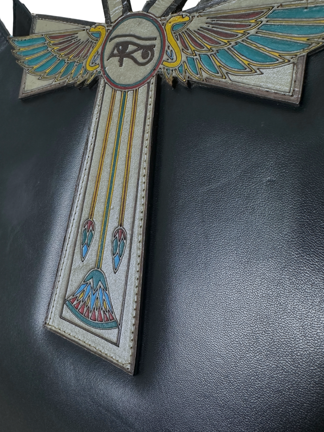 Egyptian Black Leather Ankh Statement Bag