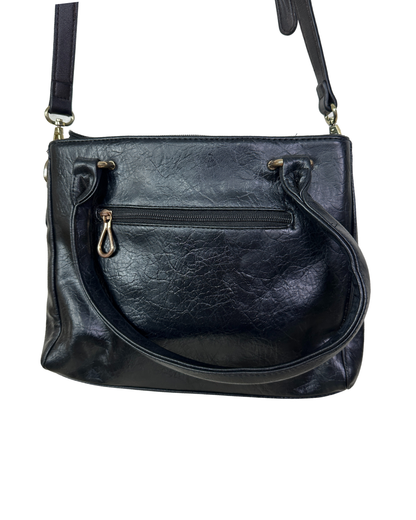 Vintage Genuine Leather Satchel with Short Handles & Long Strap