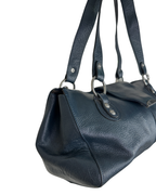 Vintage Y2K Navy Blue Pebbled Genuine Leather Shoulder Bag