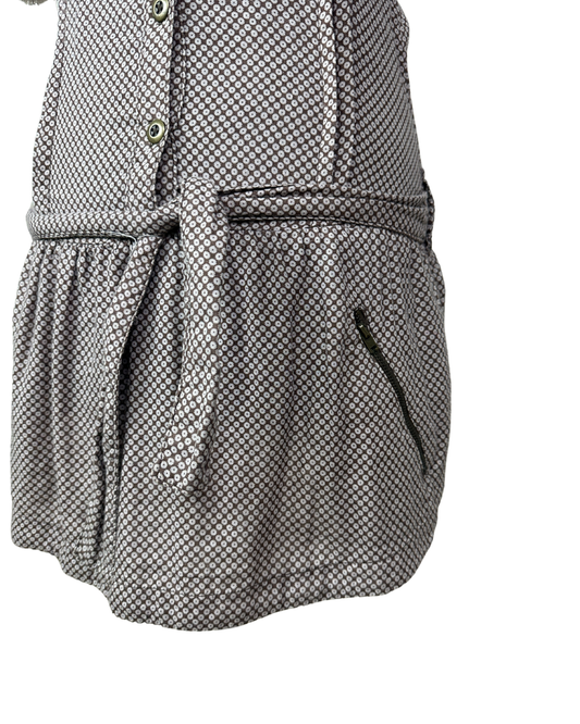 90s Geometric Print Dress with Tie Waist & Pockets