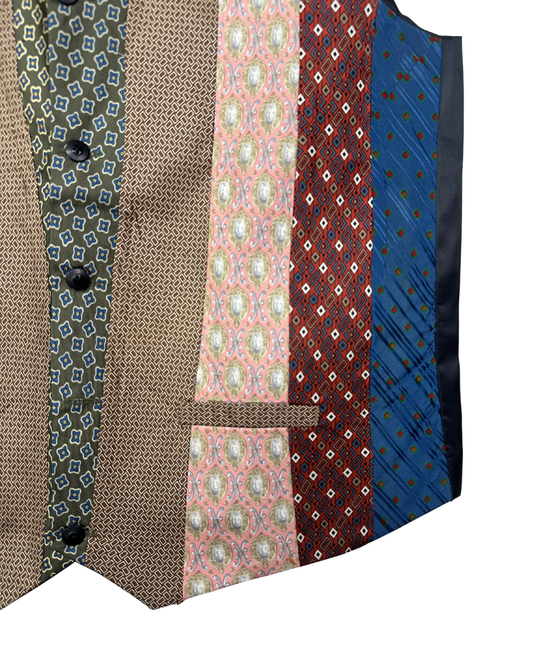 Retied Unisex Upcycled Neckties Vest XL