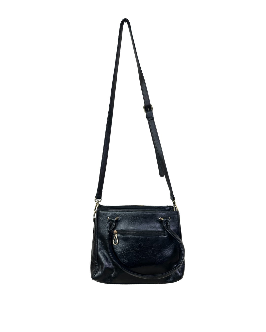 Vintage Genuine Leather Satchel with Short Handles & Long Strap