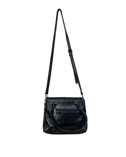 Vintage Genuine Leather Satchel with Short Handles & Long Strap