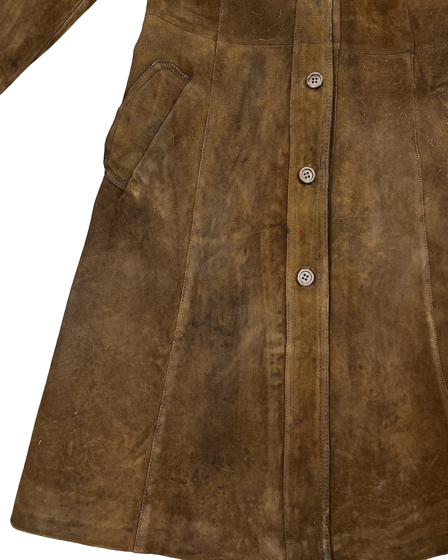 Vintage 70s "Western Grunge" Distressed Suede Leather Women's Coat