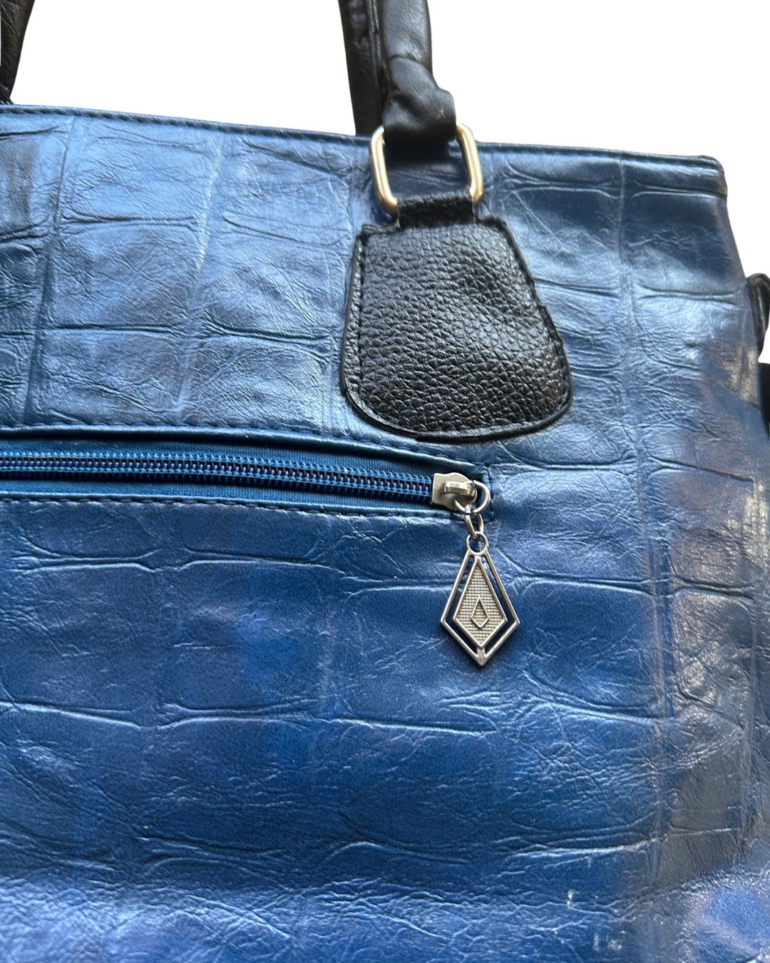 Genuine Leather Blue Tote Bag