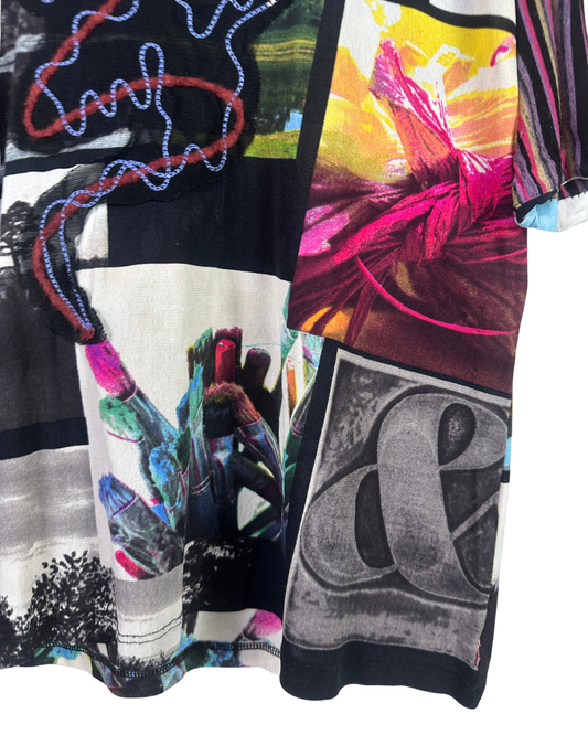 Retro Mixed Print Short Sleeve Top