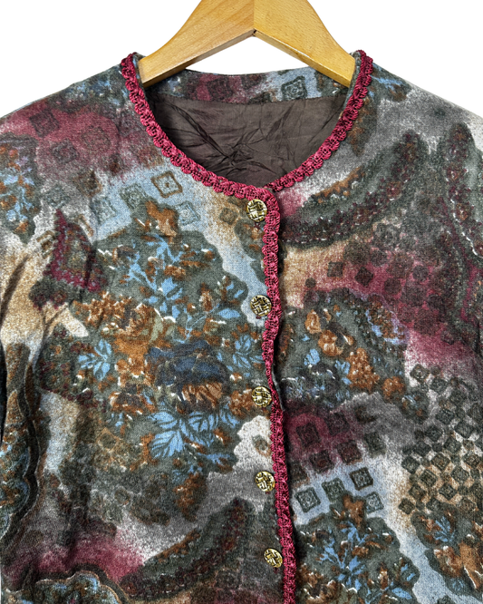 Vintage Tapestry Knit  Women's Cardigan Jacket
