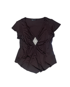 Y2K V-Neck Draped Top with Silver Rhinestone Embellishment