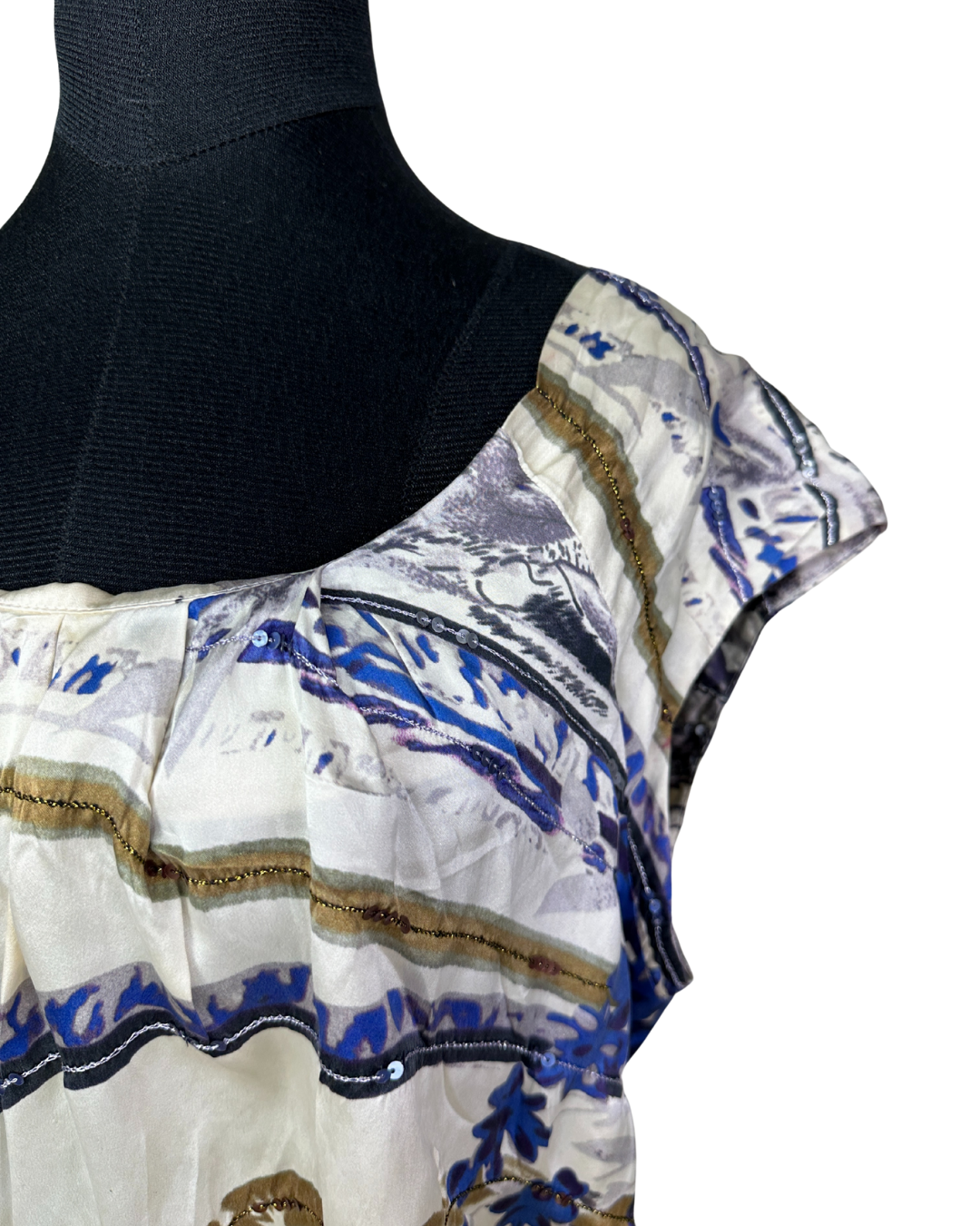 Vintage Abstract Satin Blouse XL