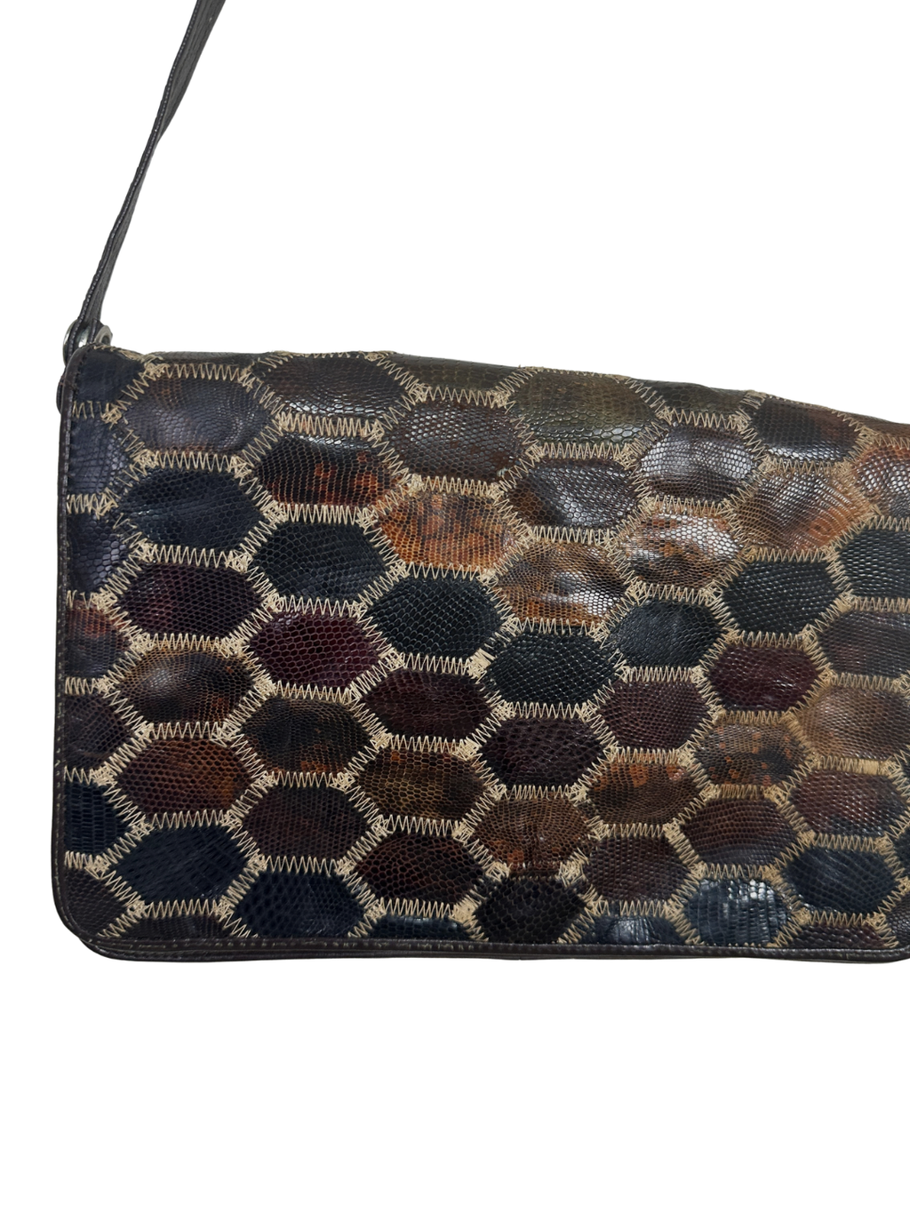 Reptile Skin Patchwork  Crossbody Bag
