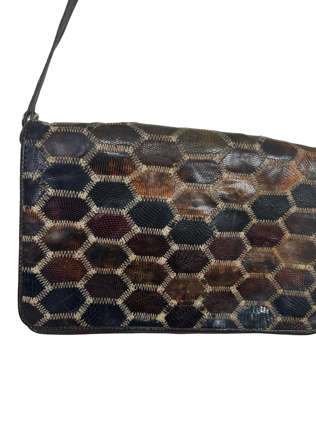 Reptile Skin Patchwork  Crossbody Bag