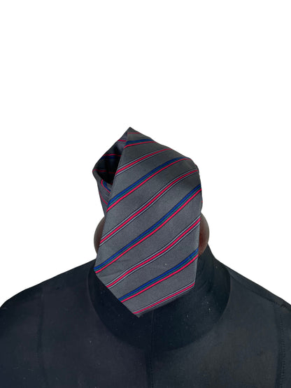 Gray Striped Pure Silk Necktie