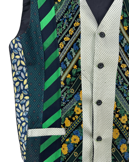 Retied Upcycled Neckties Vest - XL
