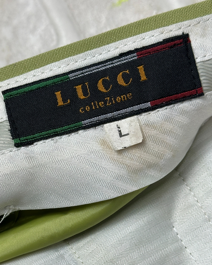 Lucci Collezione Green Pleated Dress Pants - Men's 40W