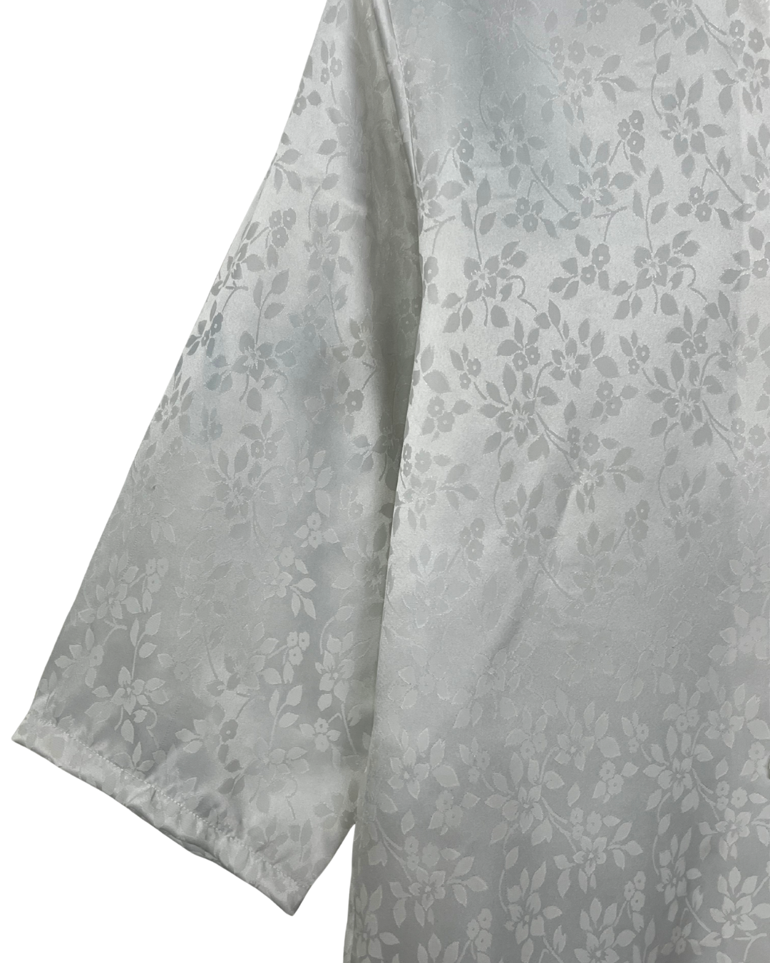 Vintage White Satin Chinese Button Shirt Large