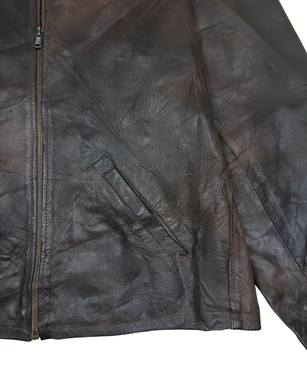 Vintage Brown & Burgundy Genuine Leather Jacket Large