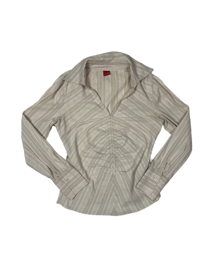 Livre Vintage Striped Ruched Fitted Blouse