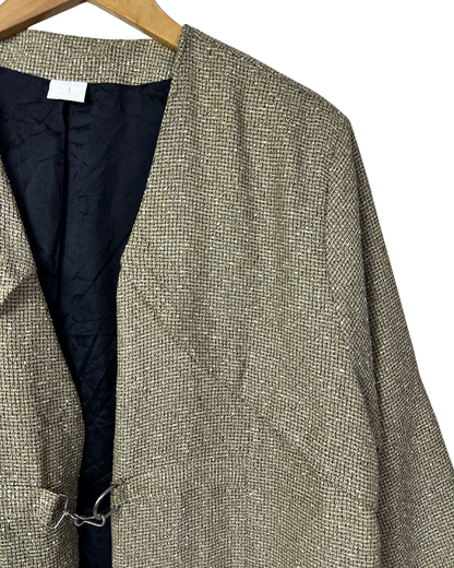 Vintage Metallic Woven Women's Evening Jacket – Hook Closure
