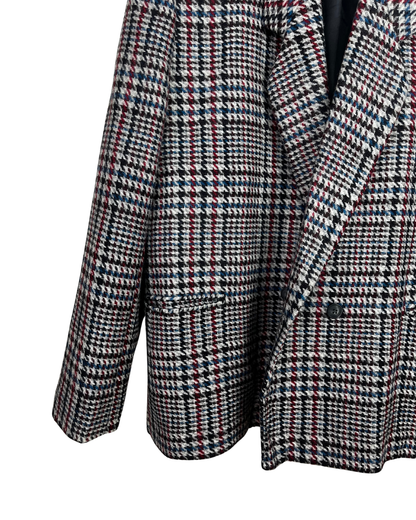 Vintage St Michael Pure New Wool Houndstooth Double Breasted Women's Blazer