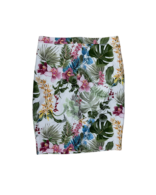 Tropical Floral Print Pencil Skirt