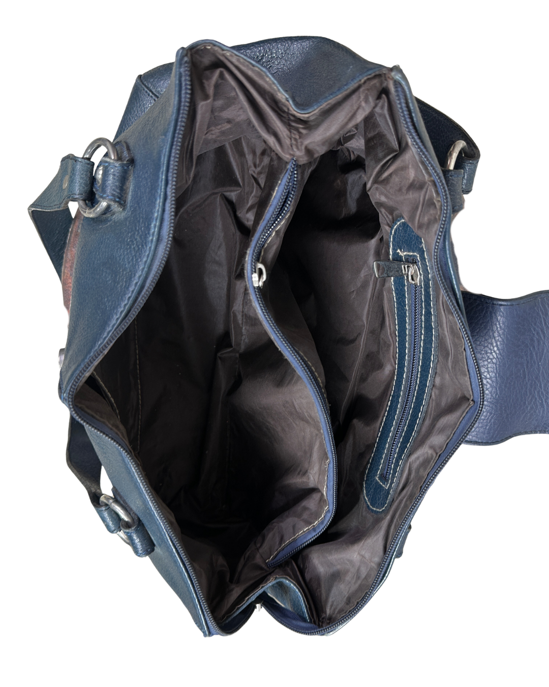 Vintage Y2K Navy Blue Pebbled Genuine Leather Shoulder Bag