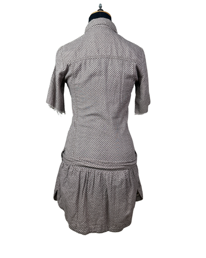 90s Geometric Print Dress with Tie Waist & Pockets