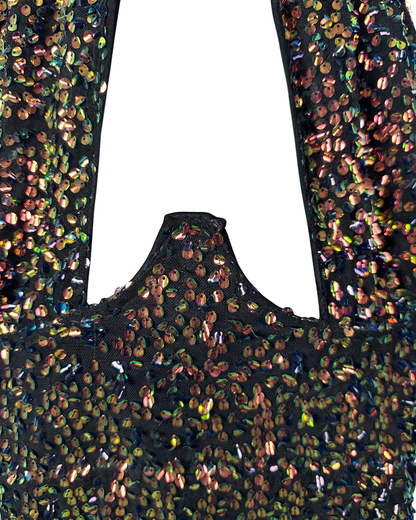 Multicolor Sequin Keyhole Front Halter Mini Dress - UK 12