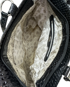 Vintage Guess Black Monogram & Snake Embossed Shoulder Bag