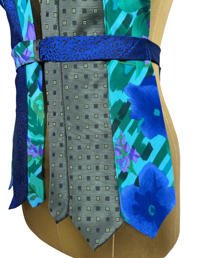 Handmade Upcycled Necktie Halter Vest Top with Choker - XS to Medium