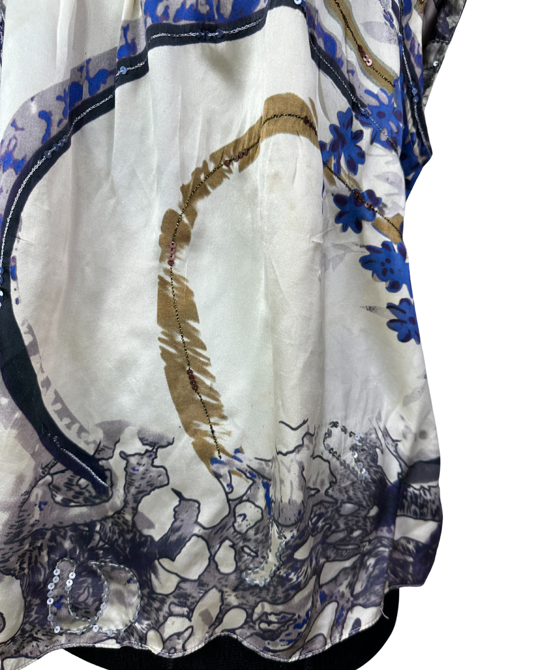 Vintage Abstract Satin Blouse XL