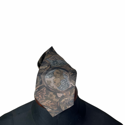 Earth-Tone Artistic Face Motifs Necktie 9 cm