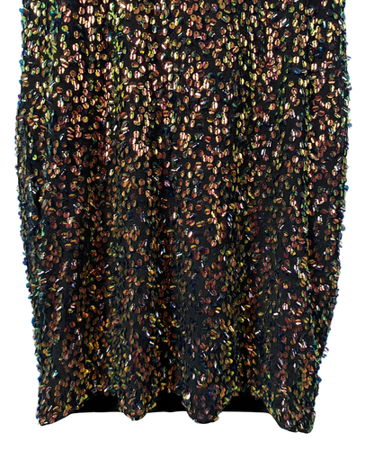 Multicolor Sequin Keyhole Front Halter Mini Dress - UK 12
