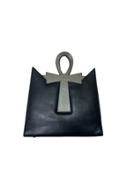 Egyptian Black Leather Ankh Statement Bag