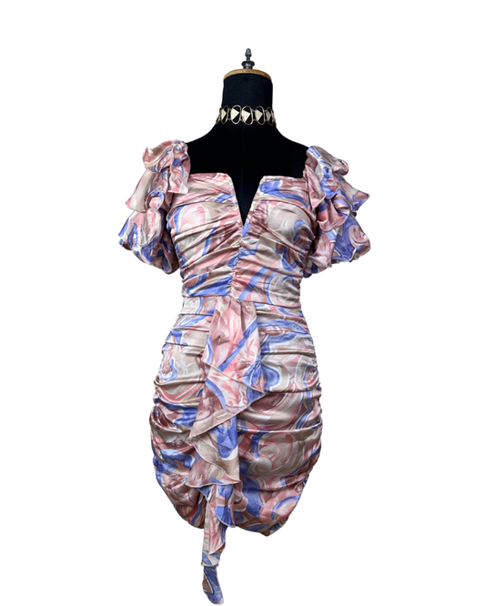 PLT Ruffle Sleeve Ruched Bodycon Dress